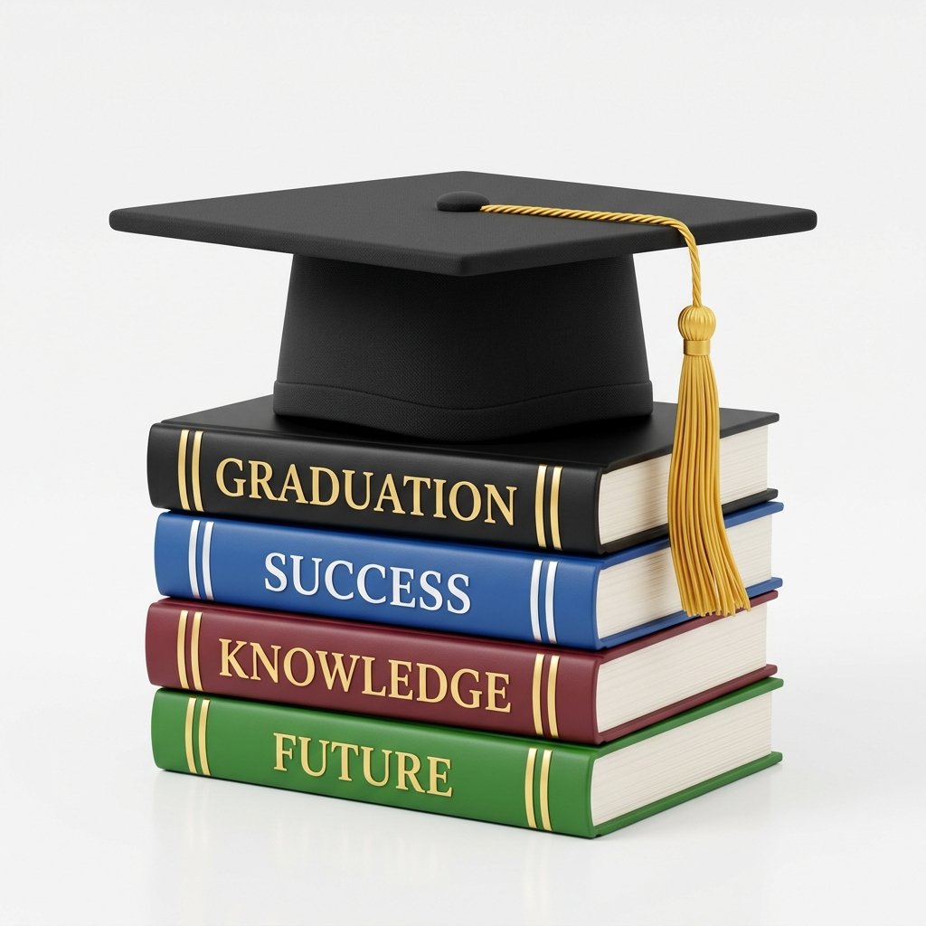 Graduation Cap on Books